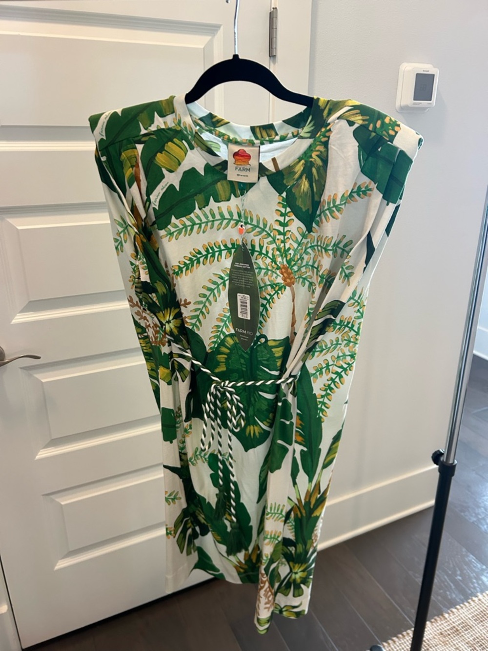 FARM Rio Green and Yellow Tropical Leaf Tee